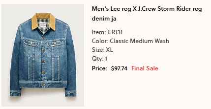 인기글 Lee® X J.Crew Storm Rider® denim jacket 추가 가격 인하
