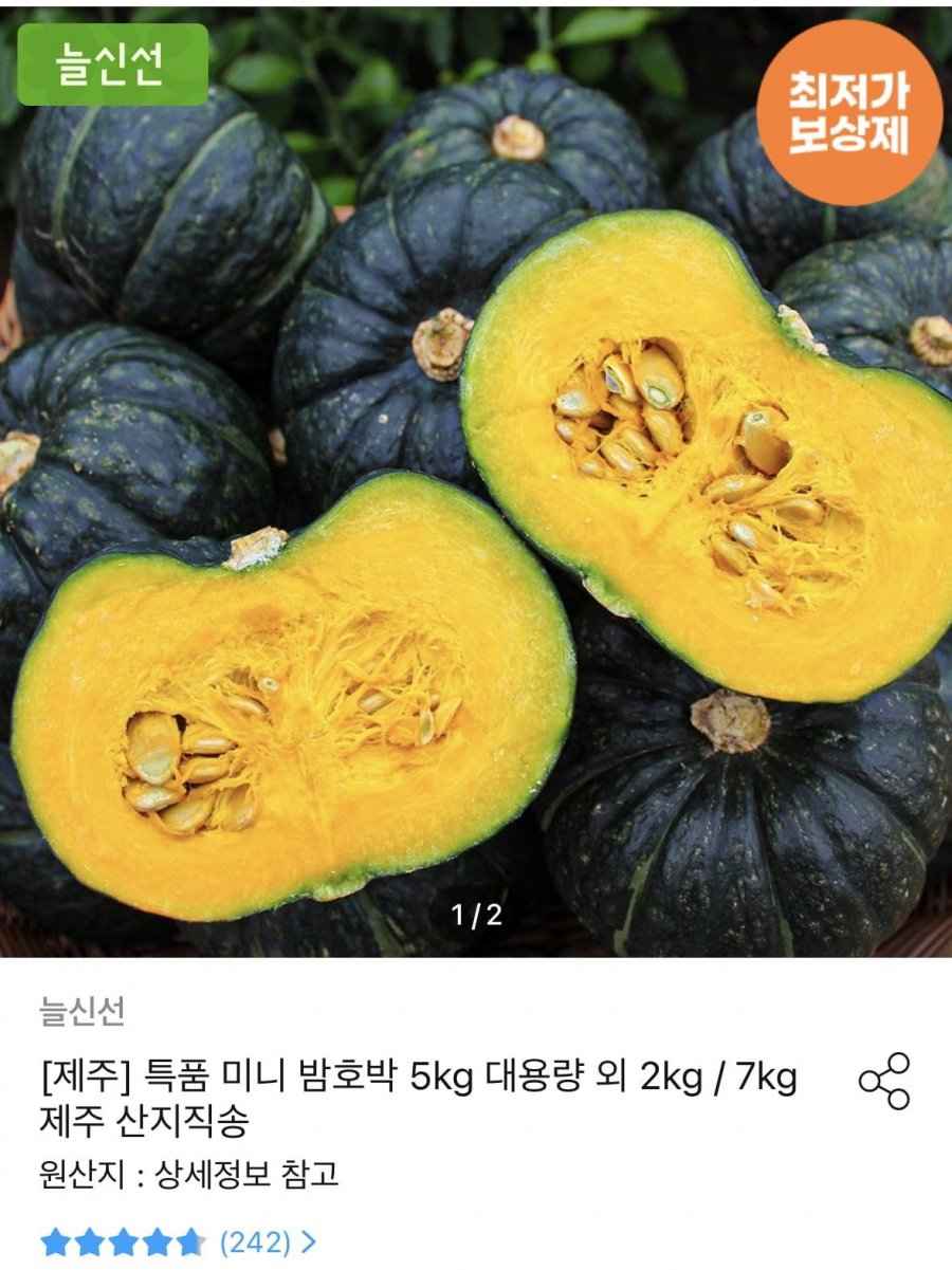 제주 특품 미니 밤호박 5kg (12,555원/무료)