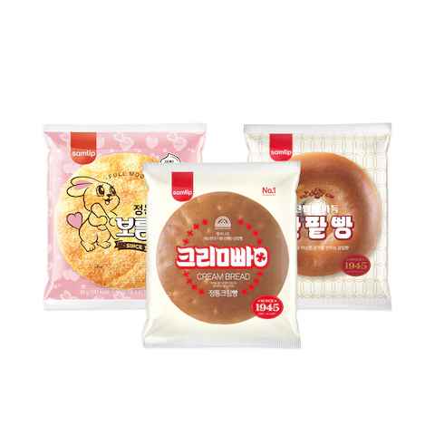 오늘의집) 삼총사빵 3종 각 3봉씩 9봉(정통크림빵/정통단팥빵/정통보름달)