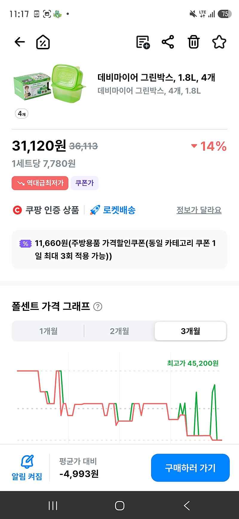 난이미샀는데...데비마이어 그린박스 핫딜1.8리터 4개 31120원