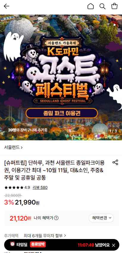 과천 서울랜드 종일파크이용권