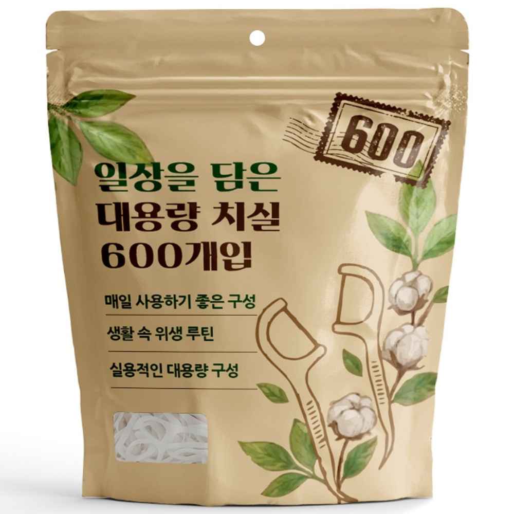 일상을 담은 일회용 치실 고강도 휴대용 대용량, 600개입, 19mm, 1개