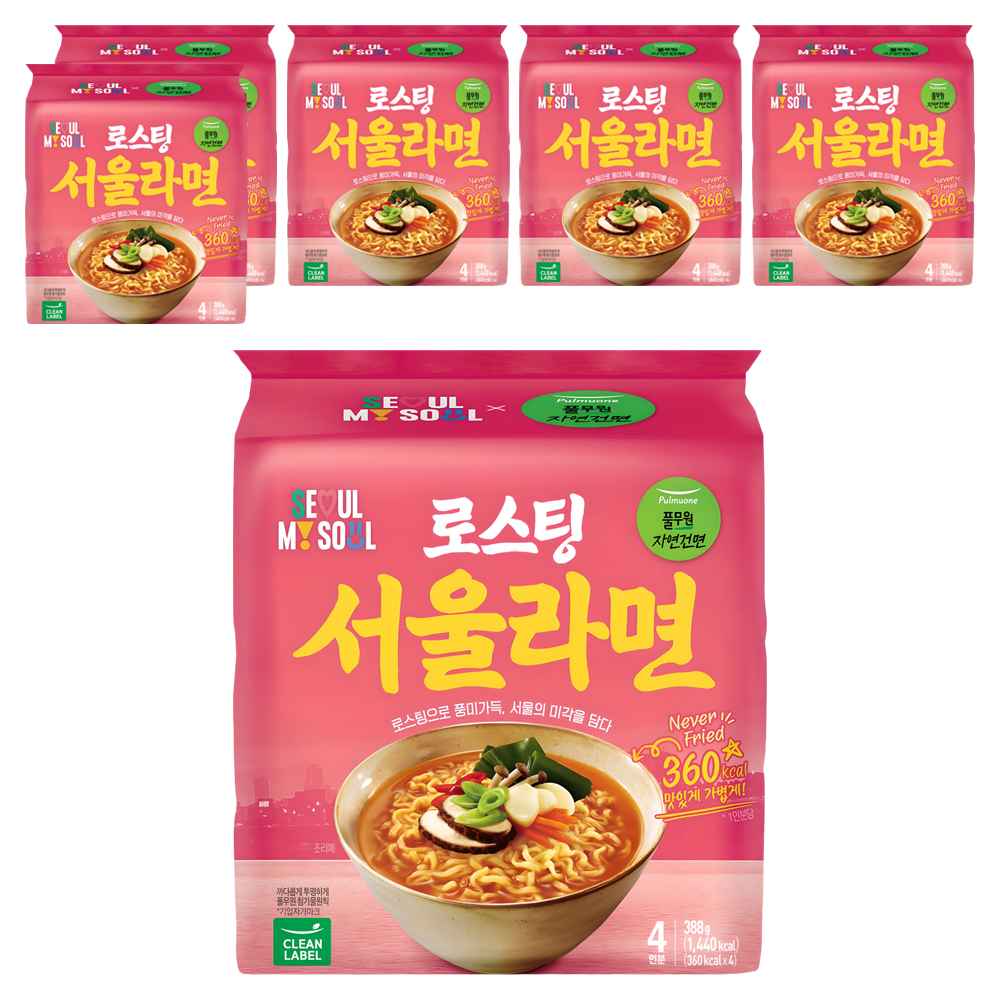 풀무원 자연건면 로스팅 서울 라면 97g, 24개