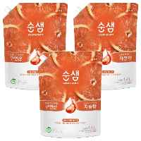 순샘 구연산 자몽향 주방세제 리필, 1.4L, 3개