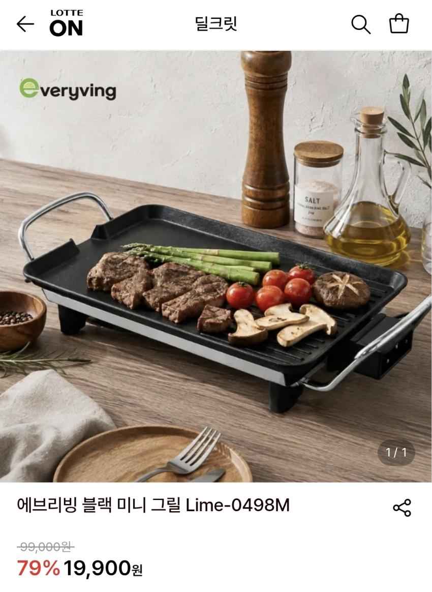 에브리빙 블랙 미니 그릴, 19,900원