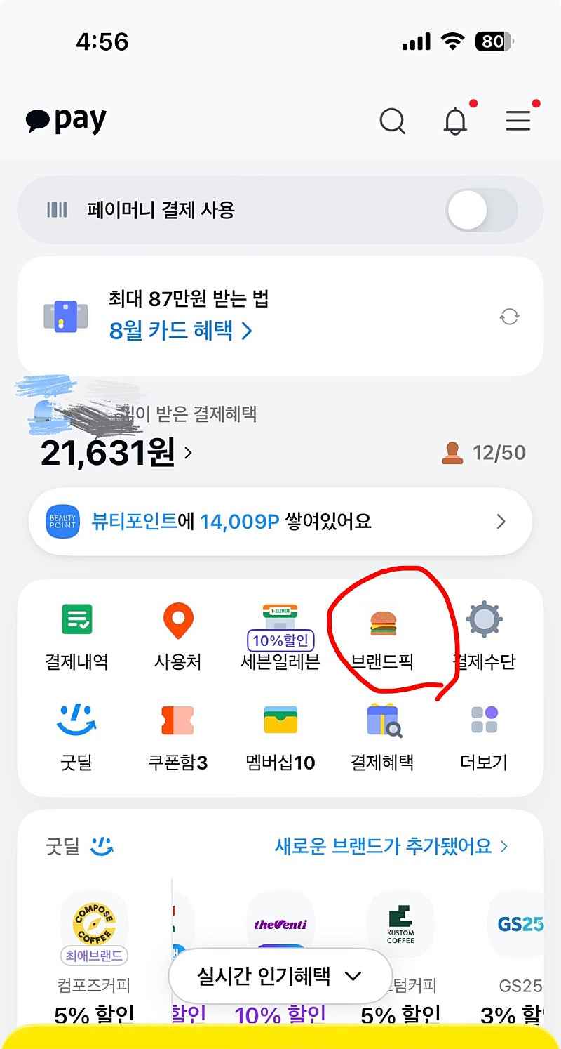 카카오페이머니 브랜드픽 쿠폰 1000원 할인