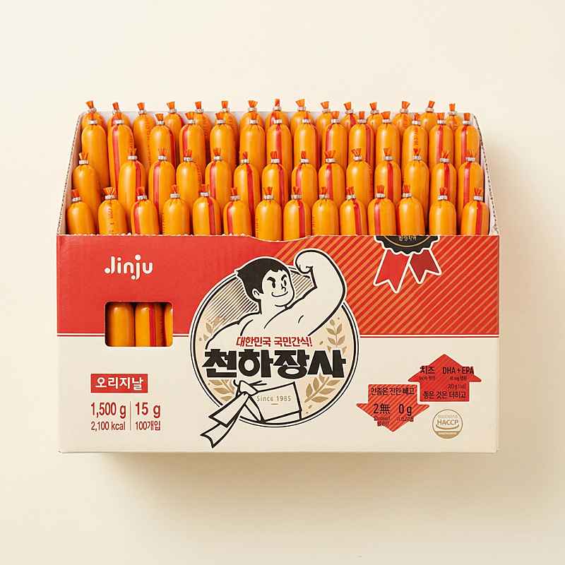 [토스]<역대 급>진주햄 천하장사 오리지널, 15g, 100개입, 1개 (12,060원) 10g당 81원