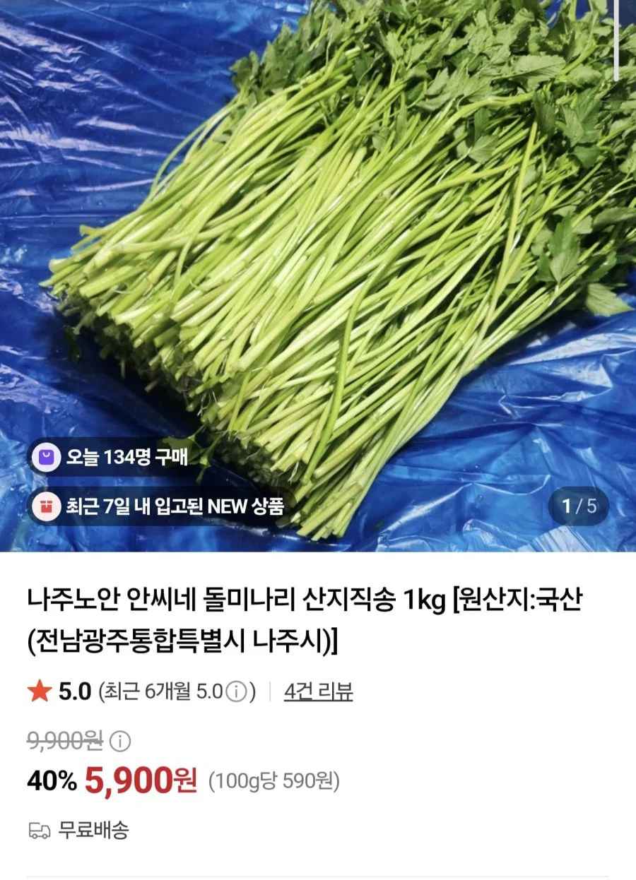 돌 미나리 1kg (5,900원/무료)