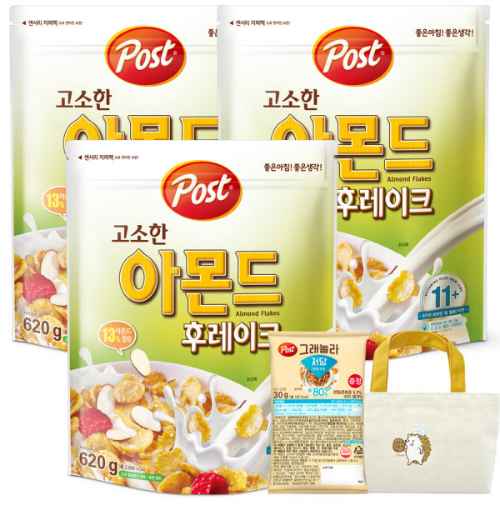[지마켓] 포스트 아몬드후레이크 620gx3 + 포스트 사은품 2개 랜덤 증정