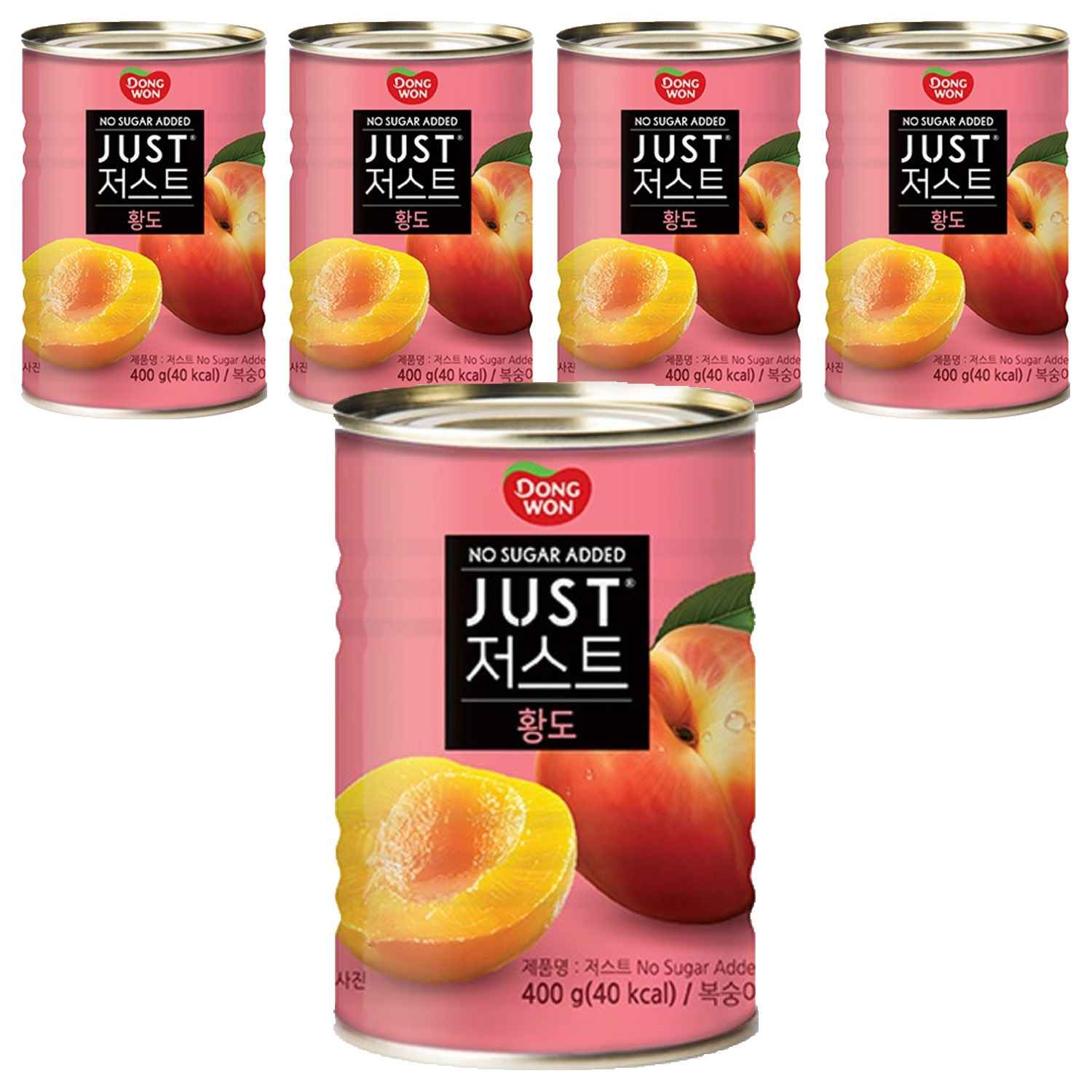 동원 JUST 노슈가 황도 2절 통조림, 400g, 5개