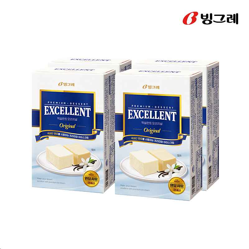 [네멤]<대박 딜>빙그레 더 엑설런트 오리지널 800ml 4박스 아이스크림 (체감가21,197원) 개당5299원