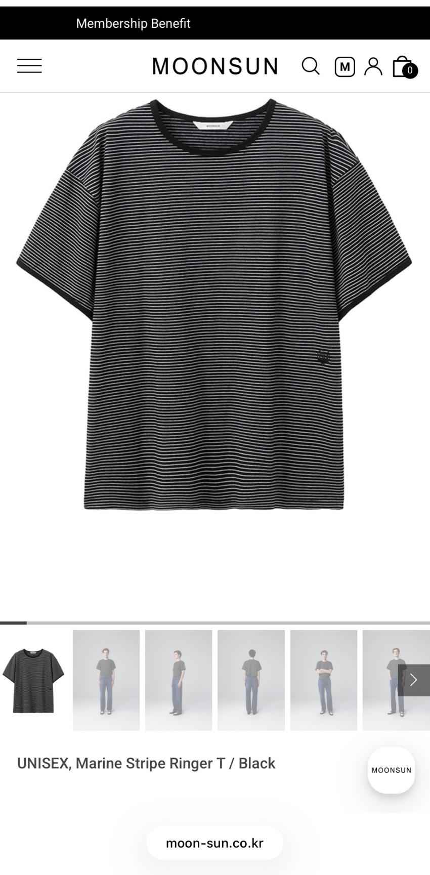 [문선] Marine Stripe Ringer T / Black