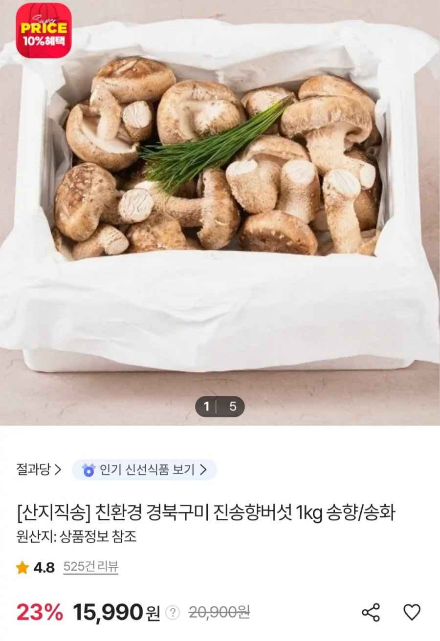 친환경 진송향버섯 1kg (15,990원/무료)
