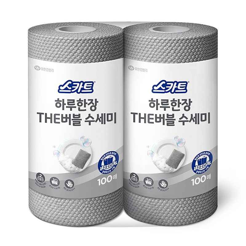 공지[토스]<초특가> 스카트 하루한장 THE버블 수세미, 그레이, 100매, 2입, 1팩 (7900원) 역대급