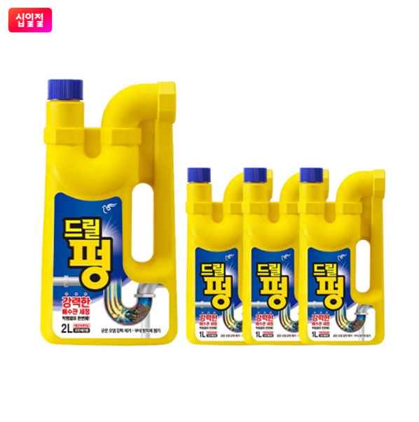 피죤 배수구 세정제 드릴펑 1L 3개 + 2L