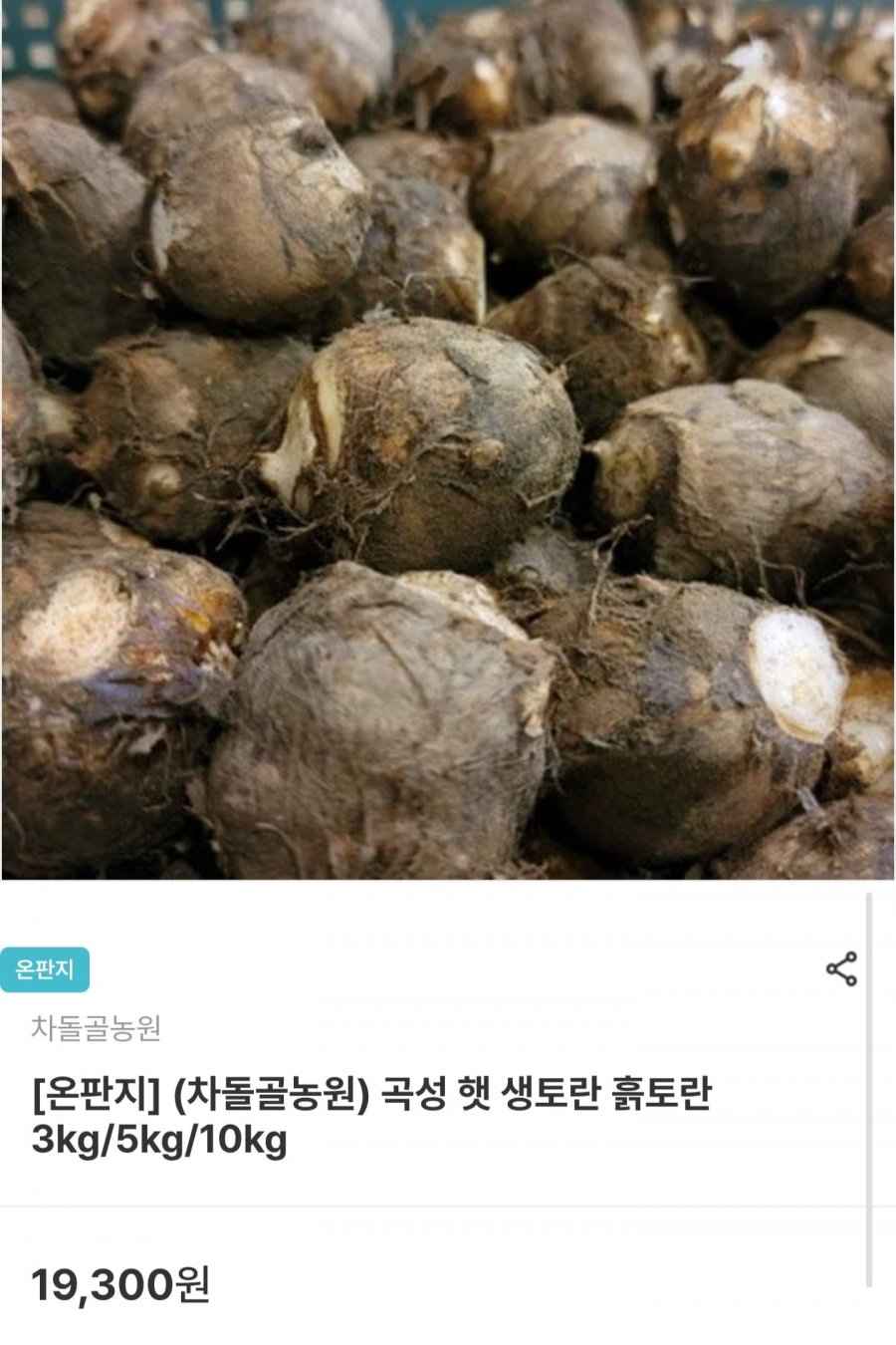 곡성 햇 생토란 흙토란 3kg (9,650원/무료)