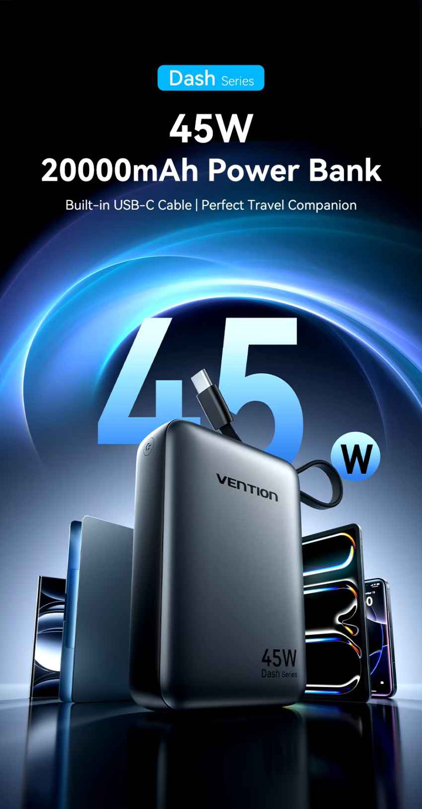 벤션 CCC 45W 20000mAh 보조배터리 (19,842원 코인할인)