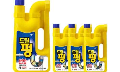 피죤 배수구 세정제 드릴펑 1L, 3개 + 드릴펑 2L, 1개
