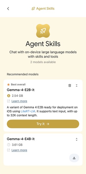 Agent Skills 메인 화면 — 카드 형태의 진입점