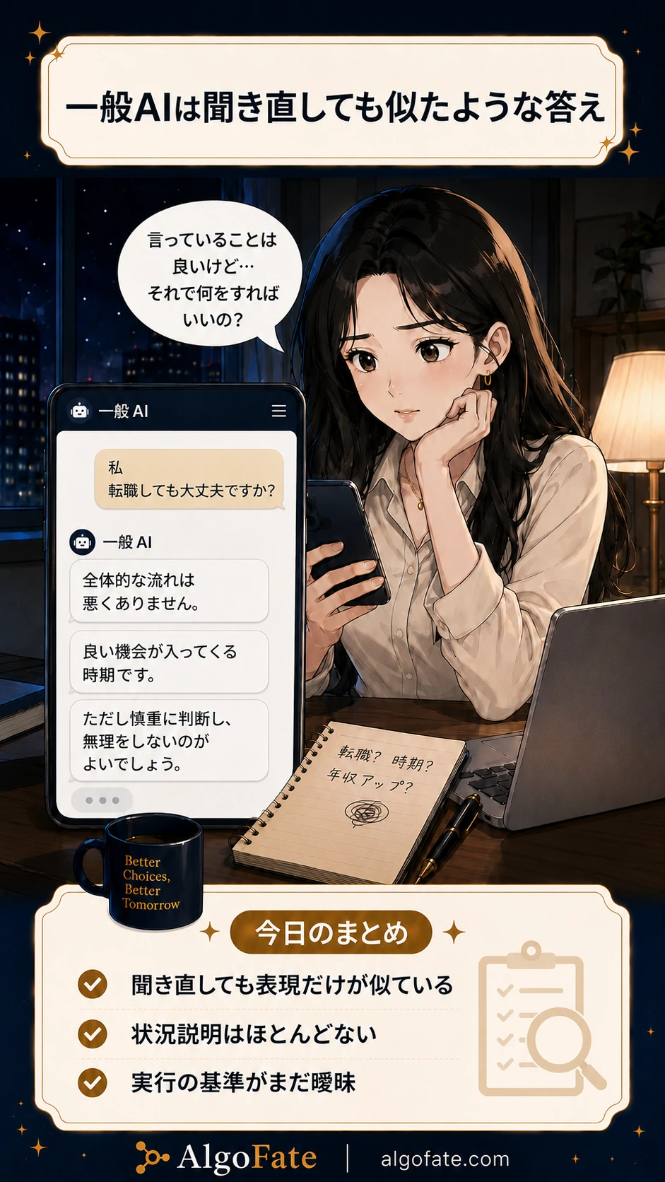 AlgoFateは選択の基準を示す