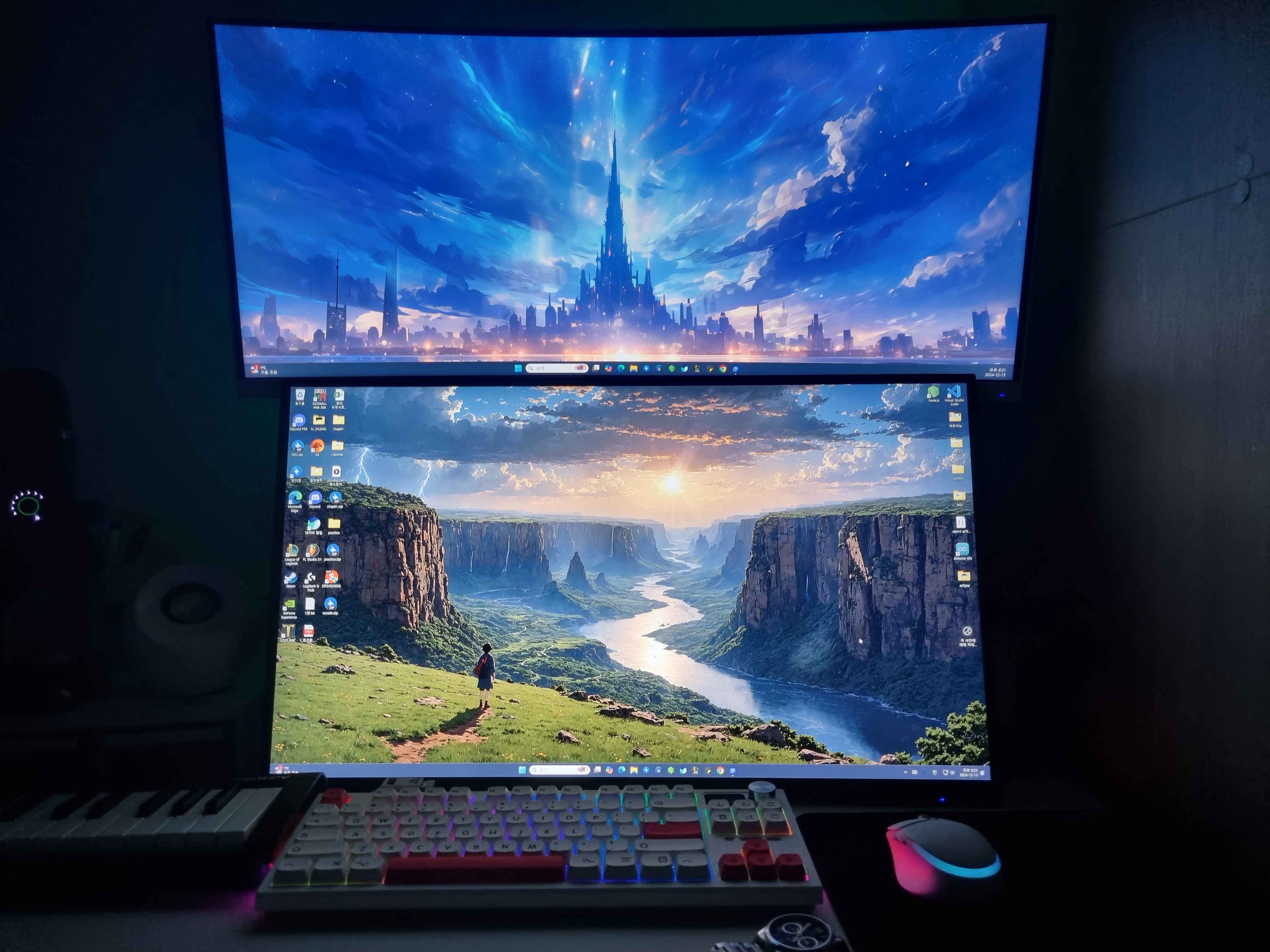 한성 qhd 모니터 2개