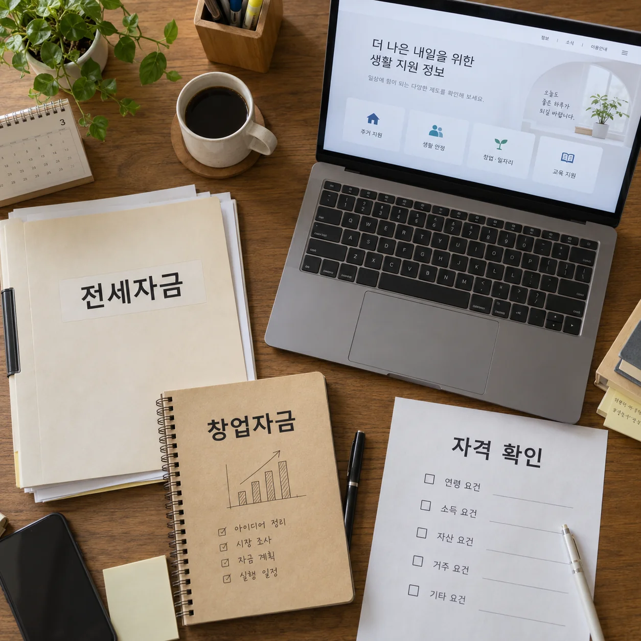 전세와 창업 목적을 구분해 융자 정보를 확인하는 책상