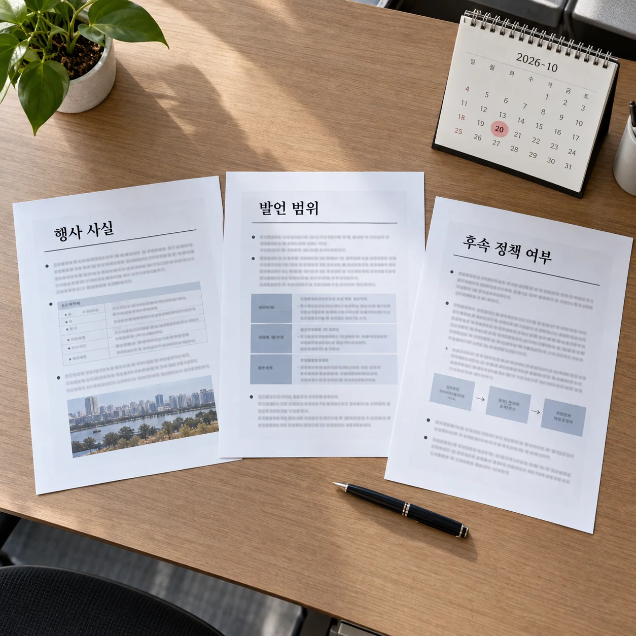 행사 사실과 발언, 후속 정책을 구분해 확인하는 문서