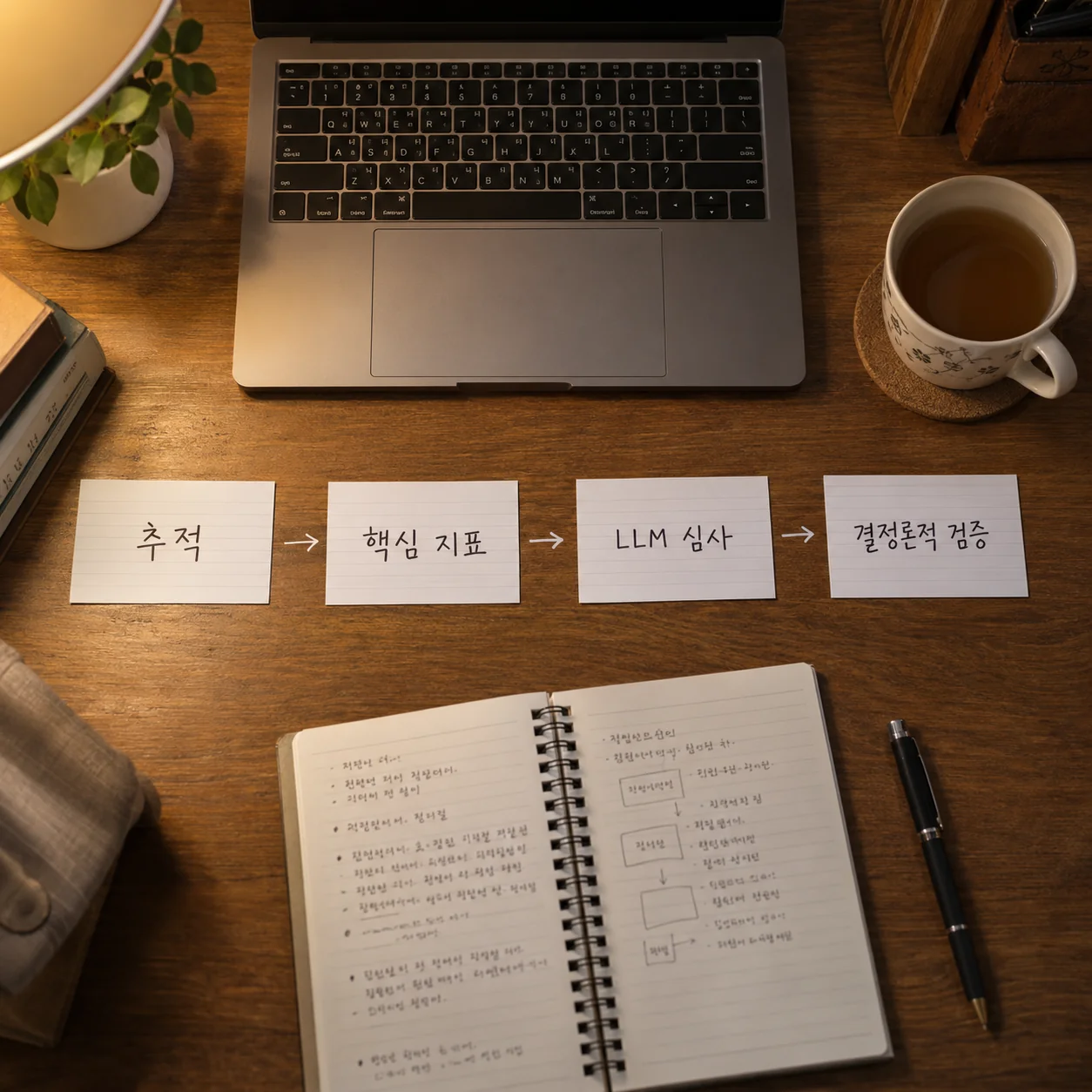 추적부터 검증까지 연결한 에이전트 평가 흐름 다이어그램