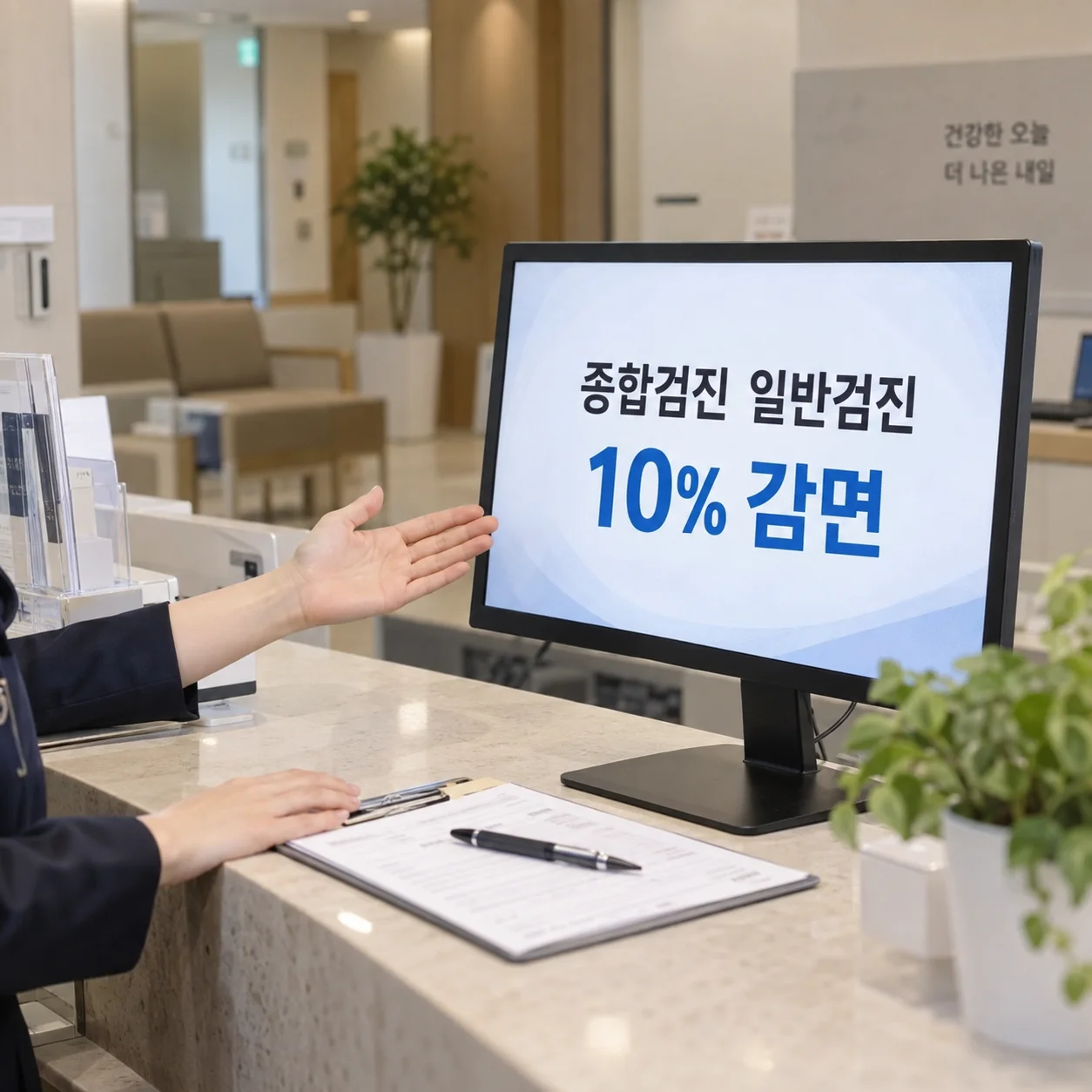 건강검진 접수 화면에 표시된 10퍼센트 감면 안내