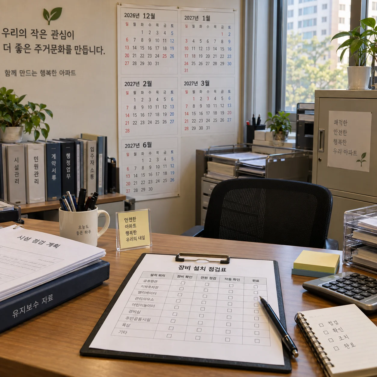 설치부터 시범 운전과 실제 사용까지의 일정 확인 장면
