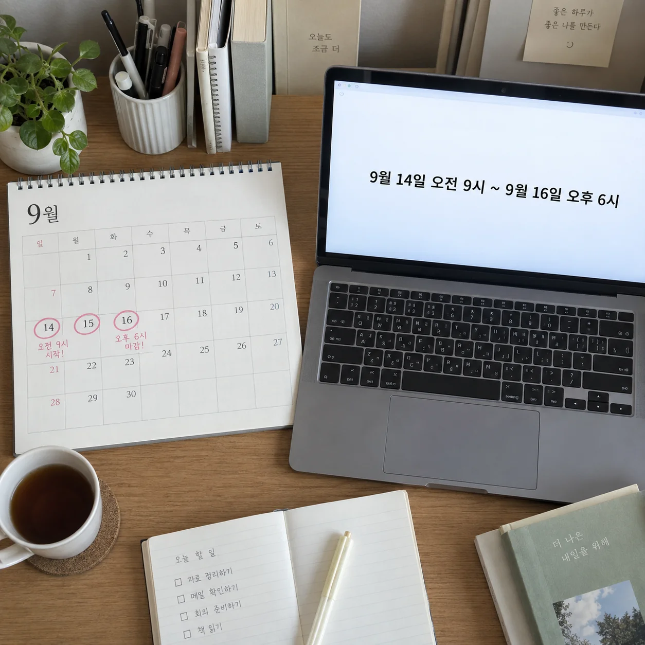 달력과 노트북 화면에 표시된 구제신청 접수 일정