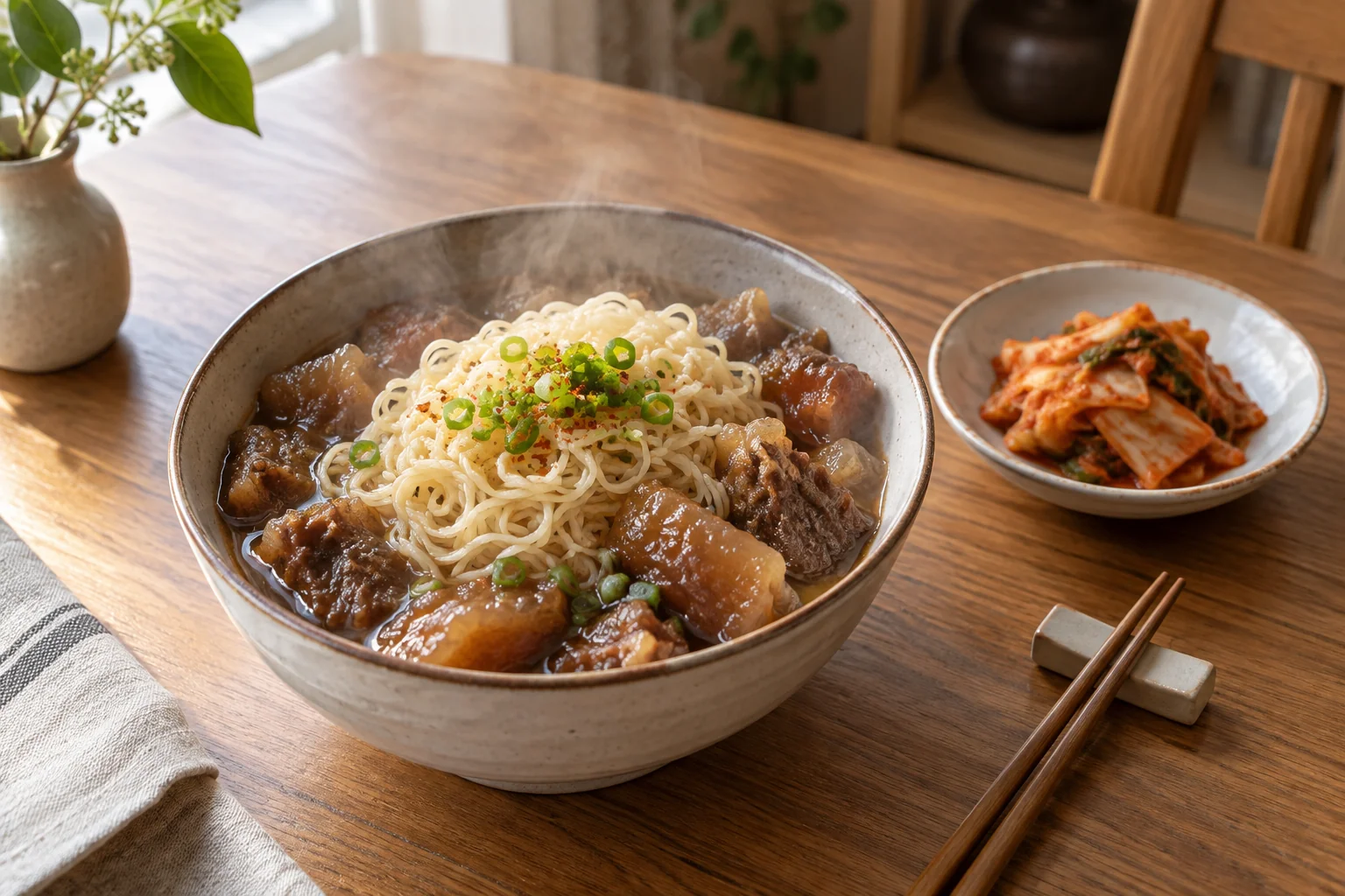 스지찜과 저열량 면으로 구성한 다이어트 한 끼