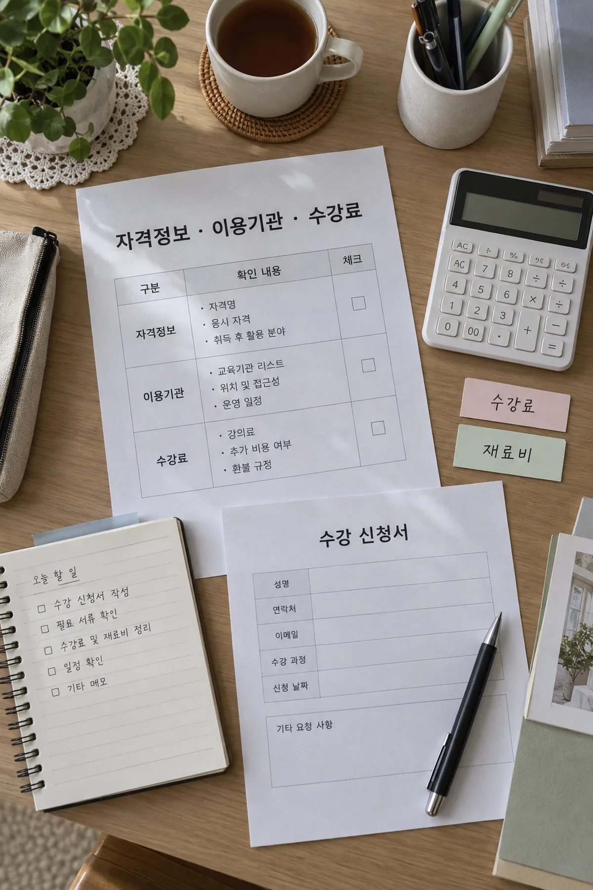 수강료와 부대비용을 구분해 확인하는 체크리스트