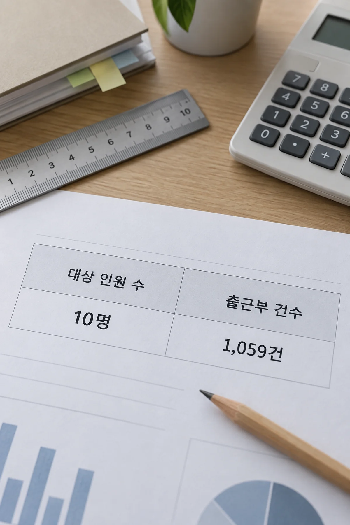 인원 수와 출근부 건수를 구분해 비교한 기록표