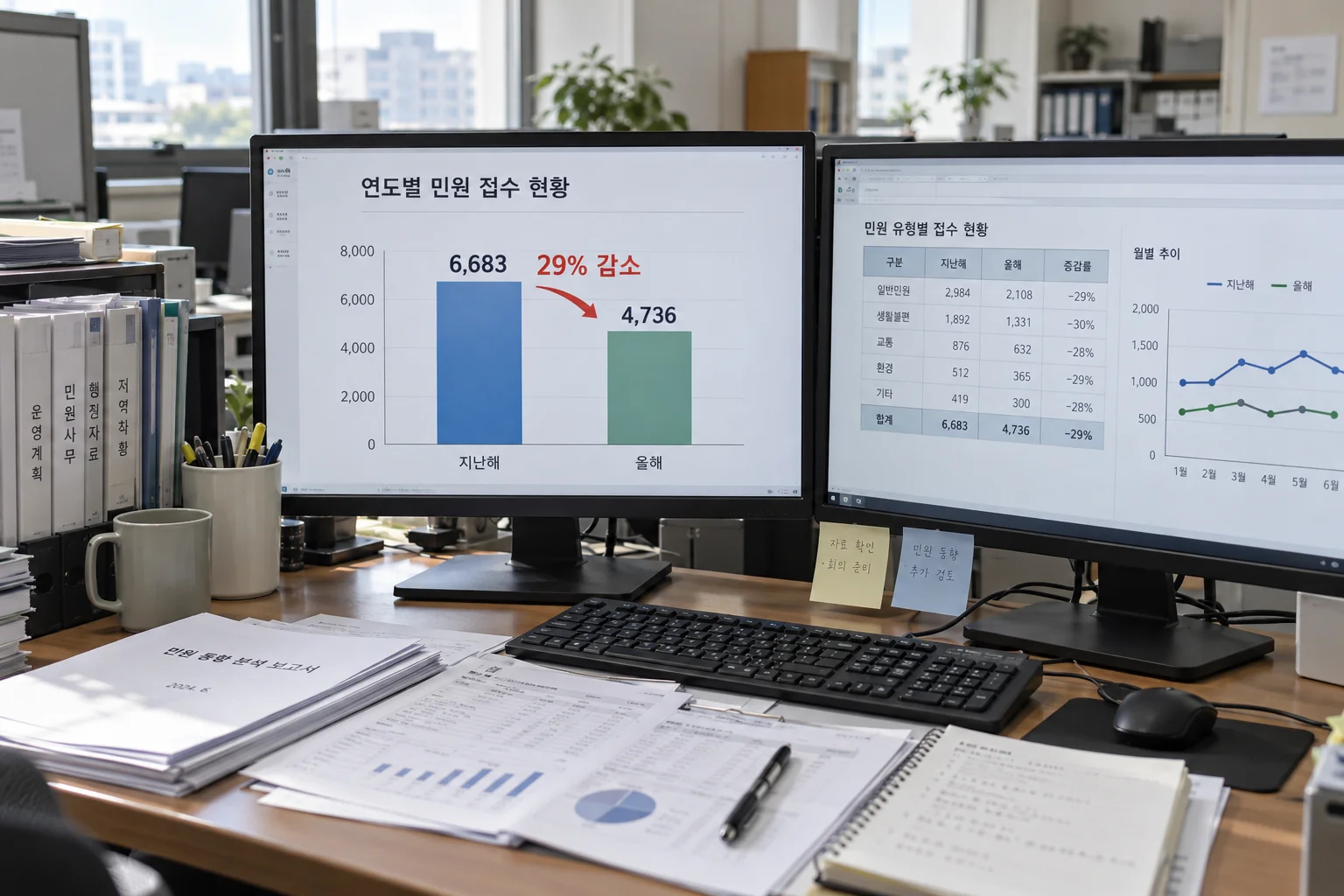 정부 대응 전후 불법사이트 수 감소를 보여 주는 보안 현황 화면
