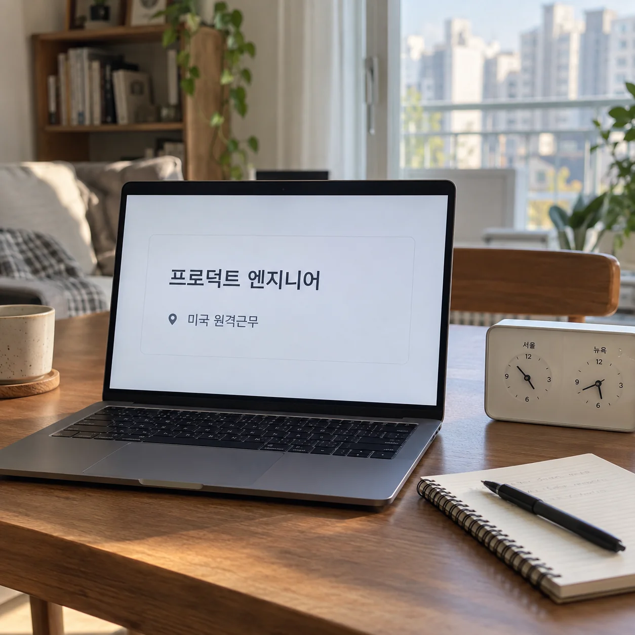 노트북 채용 카드에 표시된 Product Engineer와 Remote US 조건