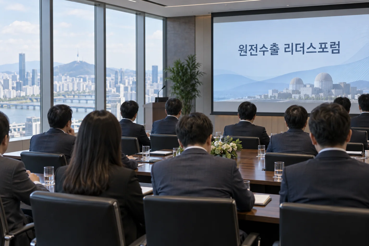 서울 도심 회의실에서 원전수출 과제를 논의하는 민관 포럼