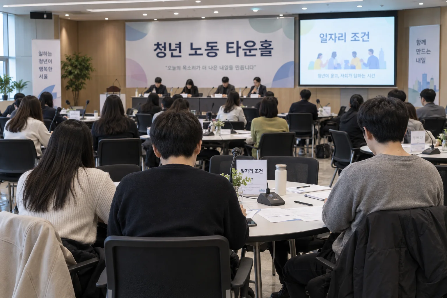 서울 타운홀에서 청년들이 일자리 조건을 논의하는 모습