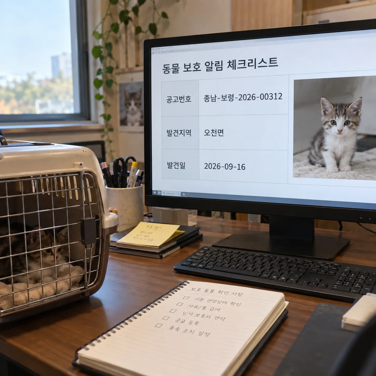 공고번호와 구조 정보를 항목별로 대조하는 보호 기록 화면
