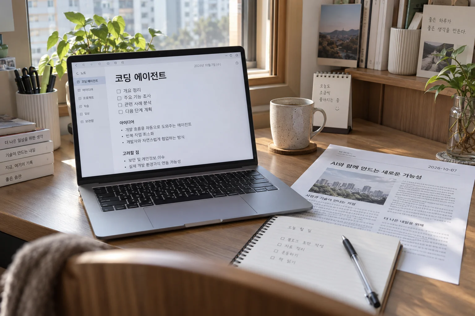 코딩 에이전트 주제의 해외 기술 글을 정리하는 책상