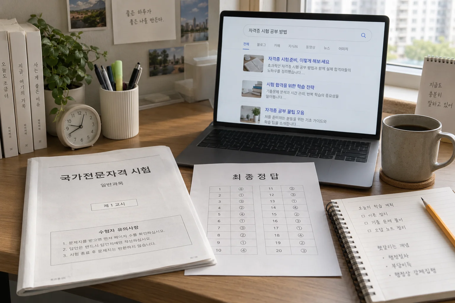 국가전문자격 시험문제지와 최종정답을 함께 확인하는 독학 책상