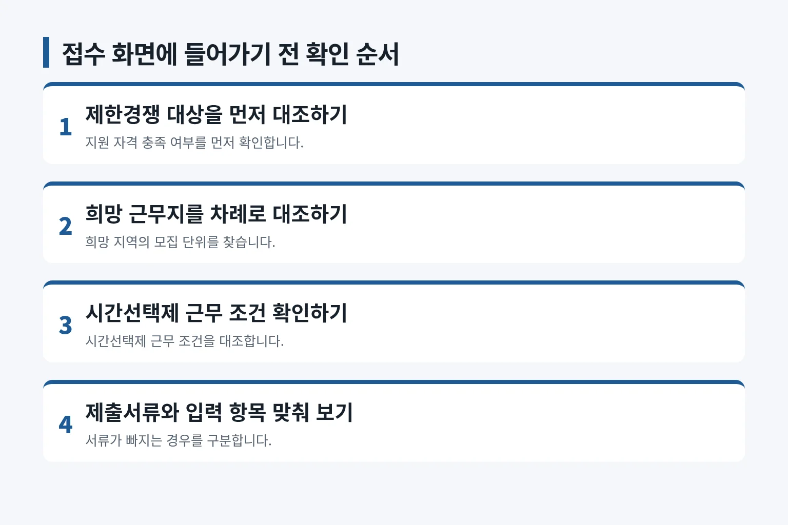 접수 전 확인 순서를 정리한 정보 그림입니다