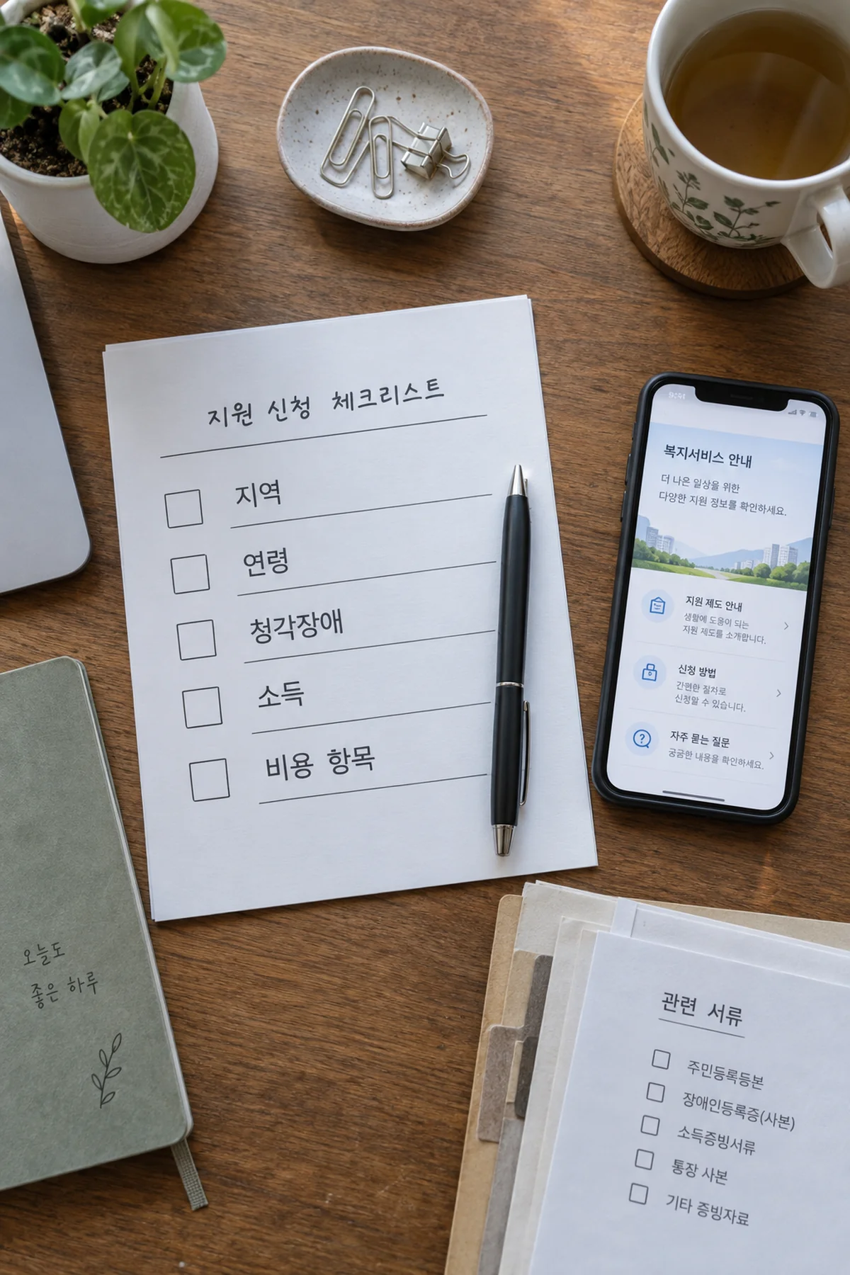신청 전 대상 조건과 비용 항목을 순서대로 점검하는 모습