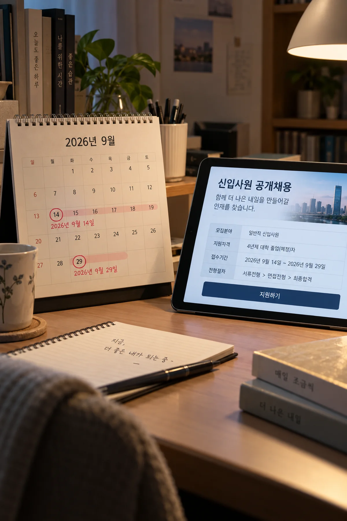 공고 기간 날짜가 표시된 달력과 채용 안내문