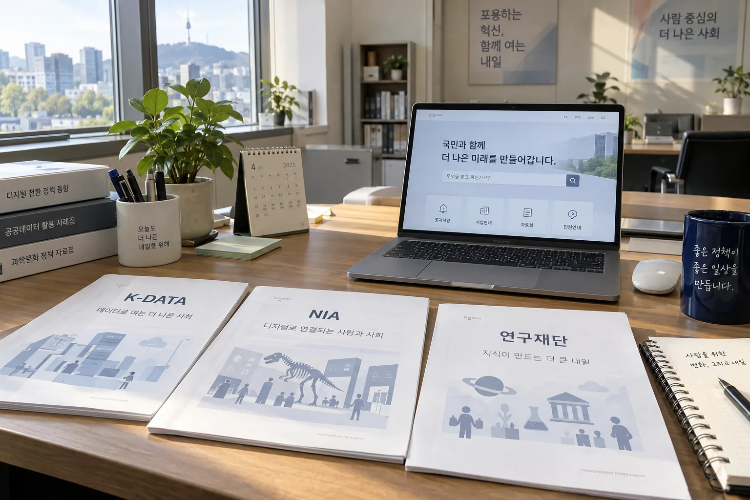 공공기관 통합 주요안을 확인하는 한국의 정책 자료 책상