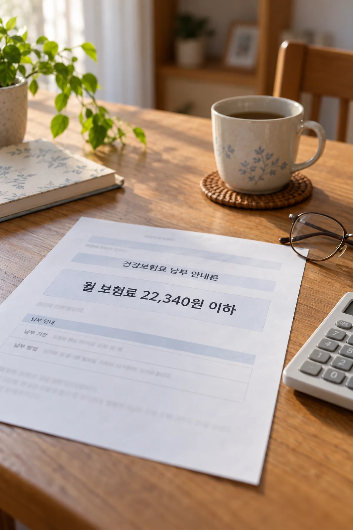 월 보험료 22,340원을 확인하는 건강보험 고지서