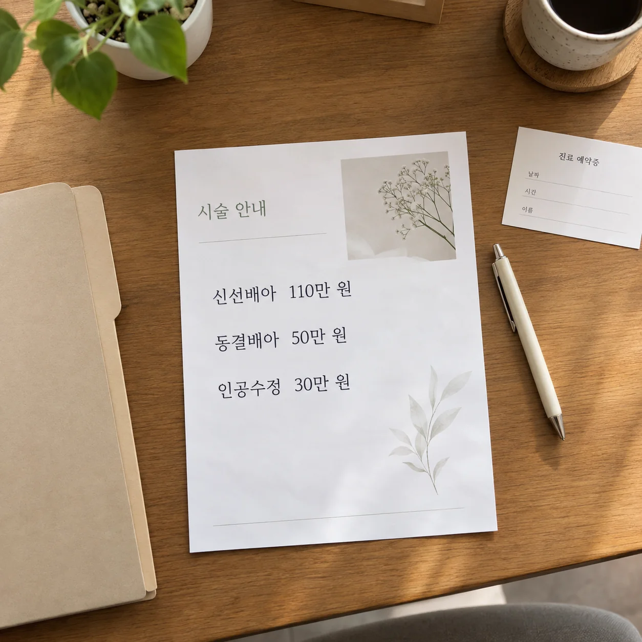 시술 종류별 지원 상한을 정리한 안내 문서와 상담 책상