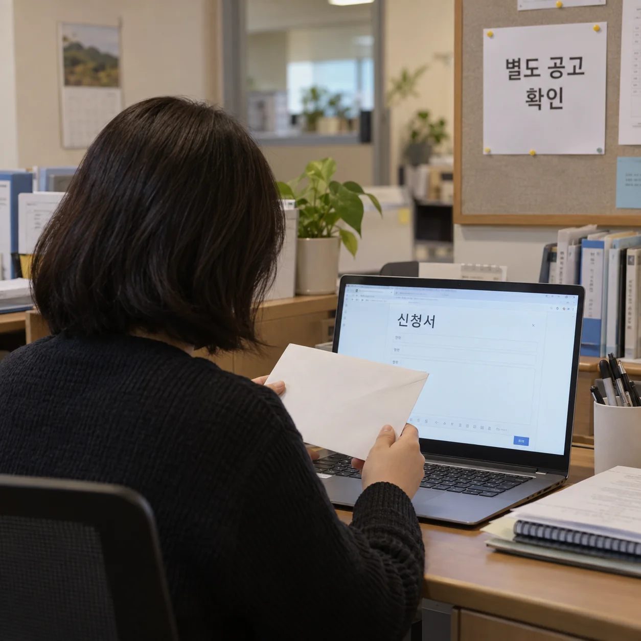 방문과 이메일 신청 방식을 확인하는 청소년단체 담당자