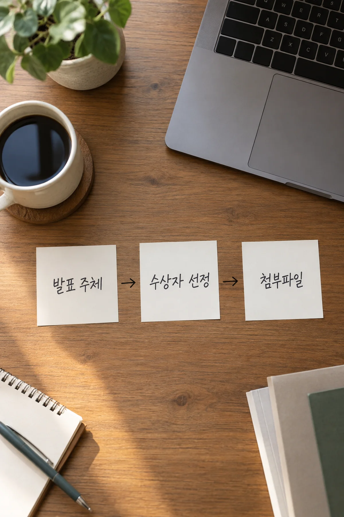 발표 주체와 대상, 첨부자료를 순서대로 정리한 메모