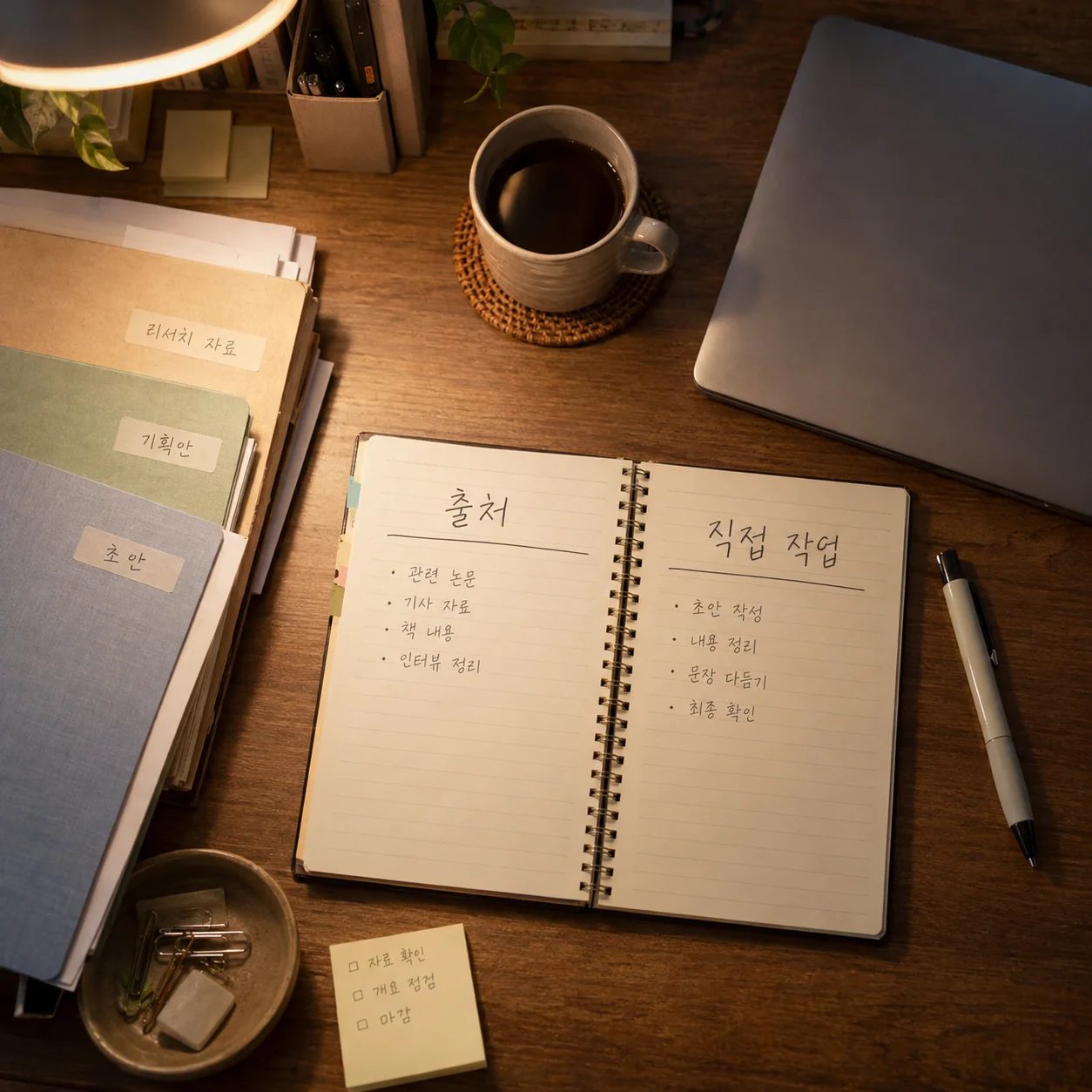 출처 기록과 개인 작업 증거를 분리해 정리한 노트